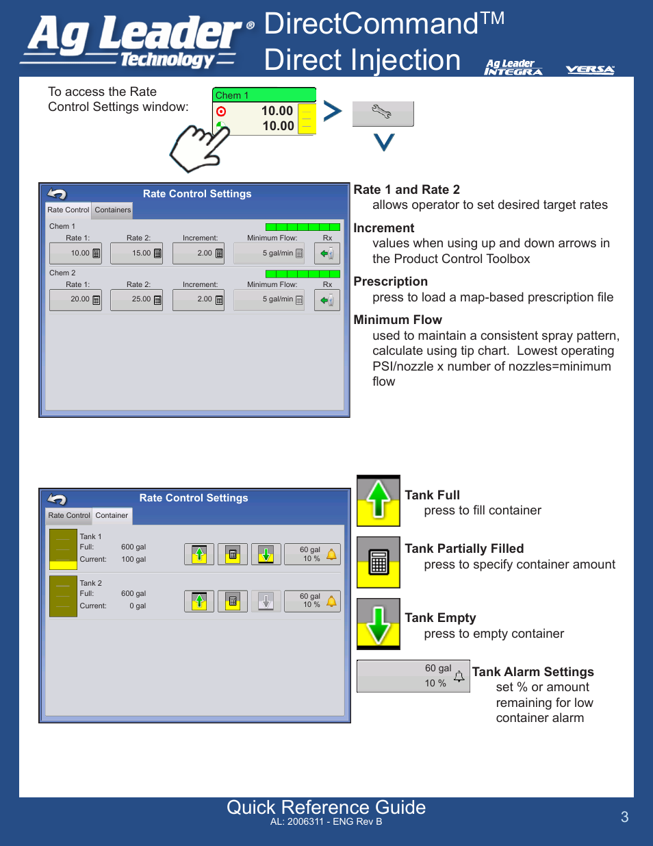 Directcommand, Direct injection, Quick reference guide | Ag Leader InSight Direct Injection User Manual | Page 3 / 4