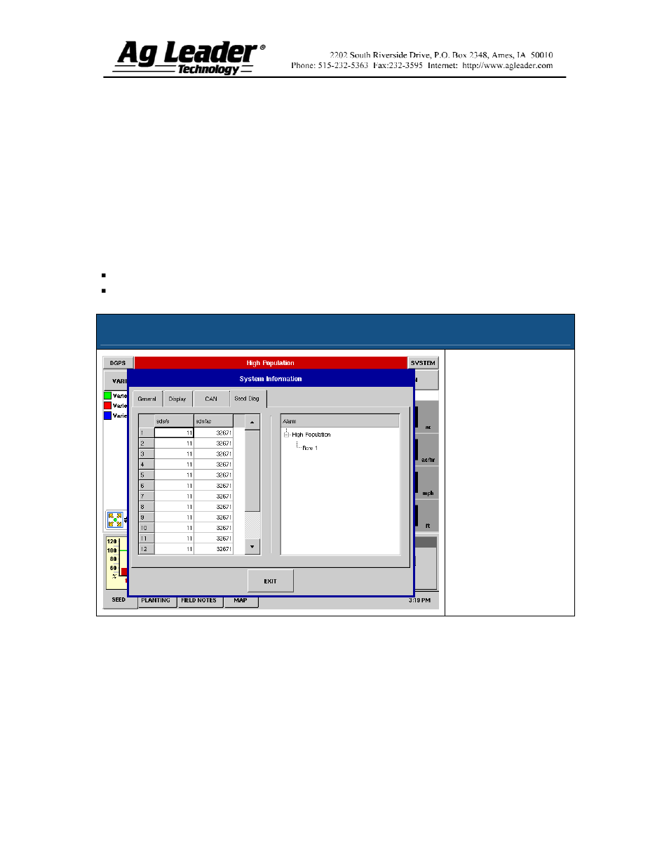 Seed diagnostics | Ag Leader InSight SC Seed Tube Monitor (STMM) User Manual | Page 16 / 16