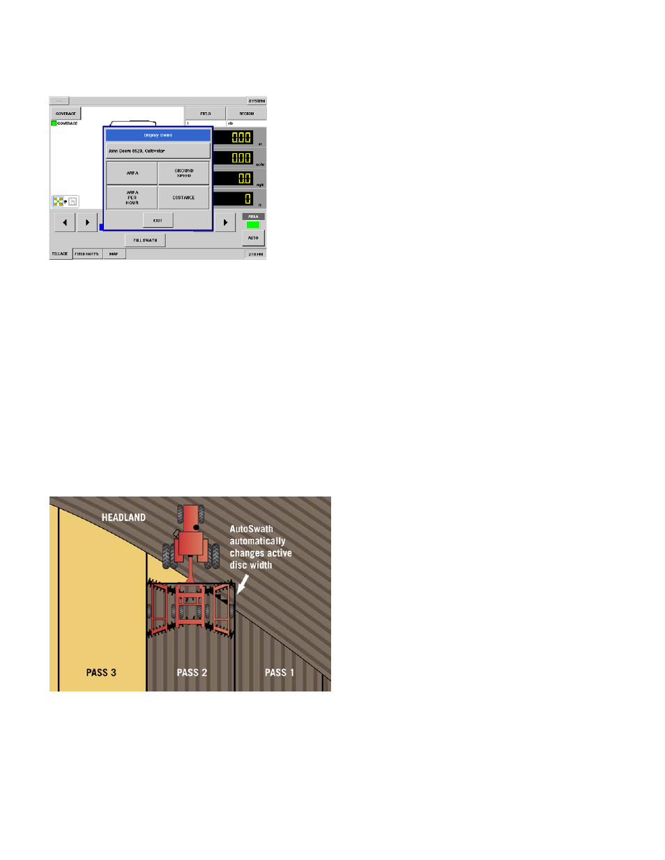 Display items, Automatic swath control, run screen operation, Automatic | Automatic swath control, run screen operation” on | Ag Leader InSight Ver.8.0 Users Manual User Manual | Page 100 / 342