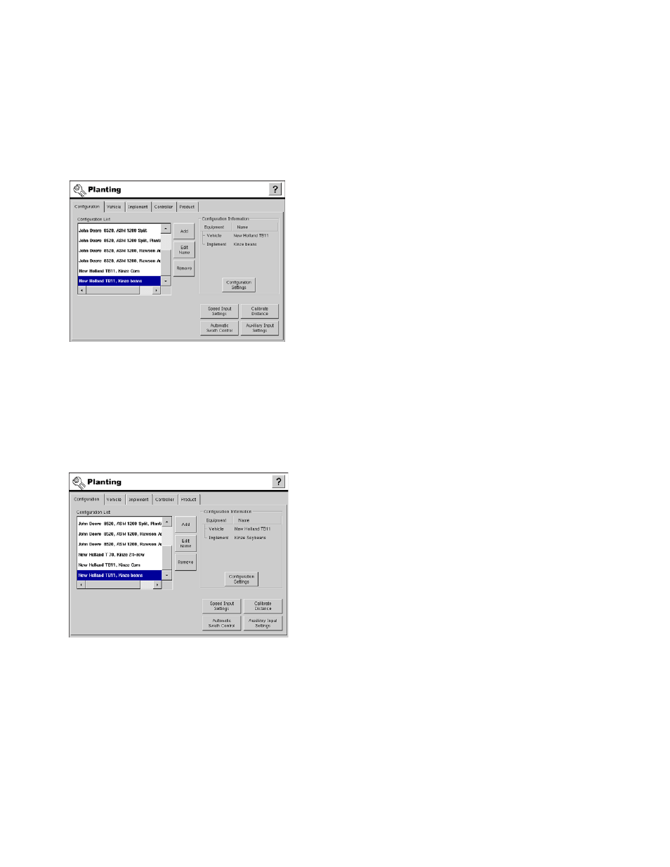 Planting, Planting setup tabs, Configuration | Configuration tab buttons, Configuration configuration tab buttons, Lanting, Etup | Ag Leader InSight Ver.8.0 Users Manual User Manual | Page 103 / 342