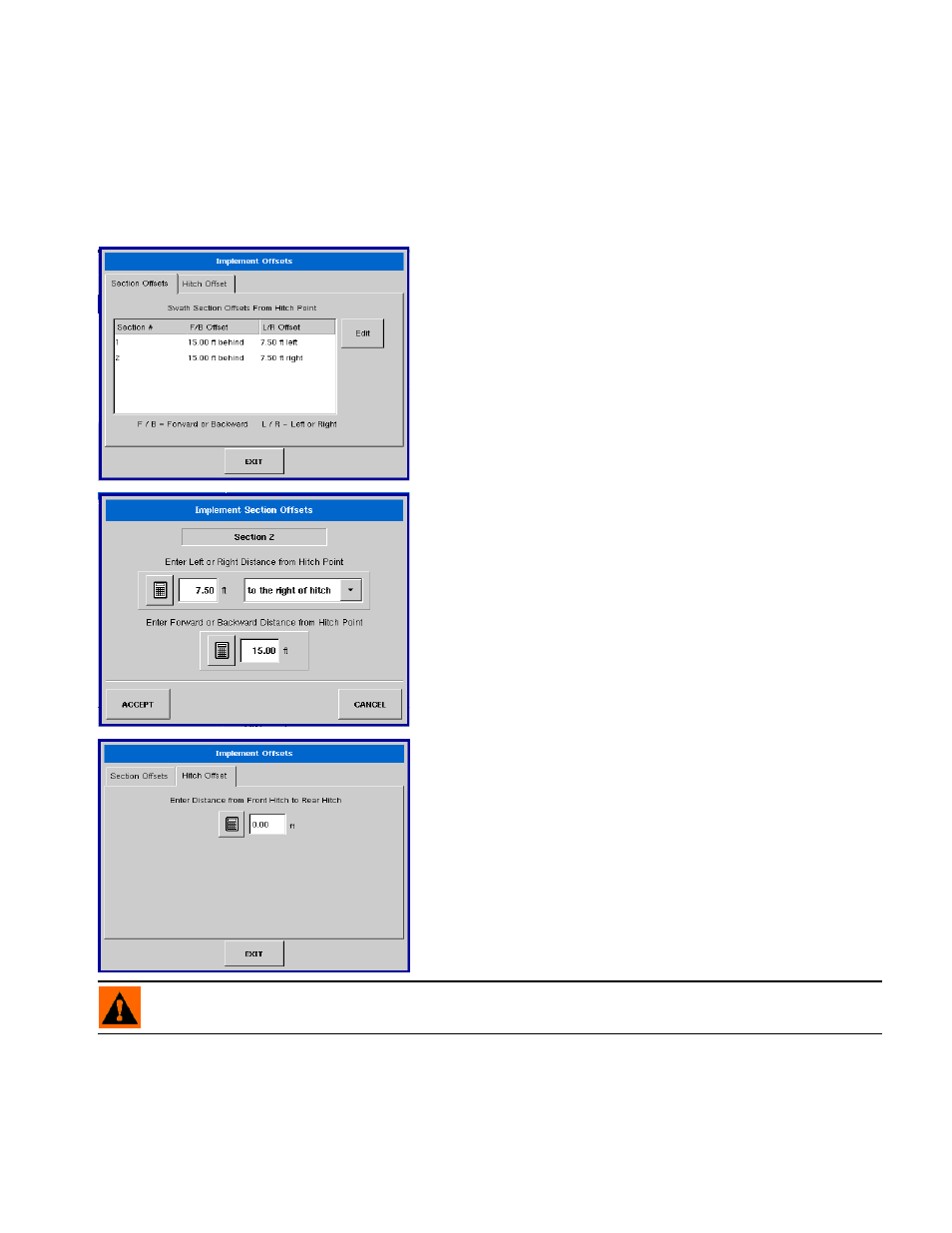 Implement tab - advanced settings, Swath section offsets, Mplement | Dvanced, Ettings | Ag Leader InSight Ver.8.0 Users Manual User Manual | Page 121 / 342