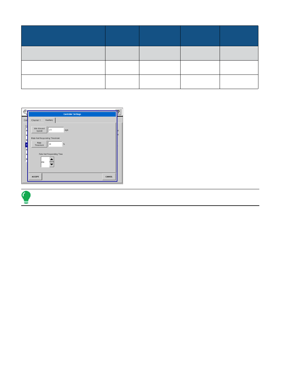 Controller settings - auxiliary tab, Controller settings - auxiliary tab” on | Ag Leader InSight Ver.8.0 Users Manual User Manual | Page 126 / 342