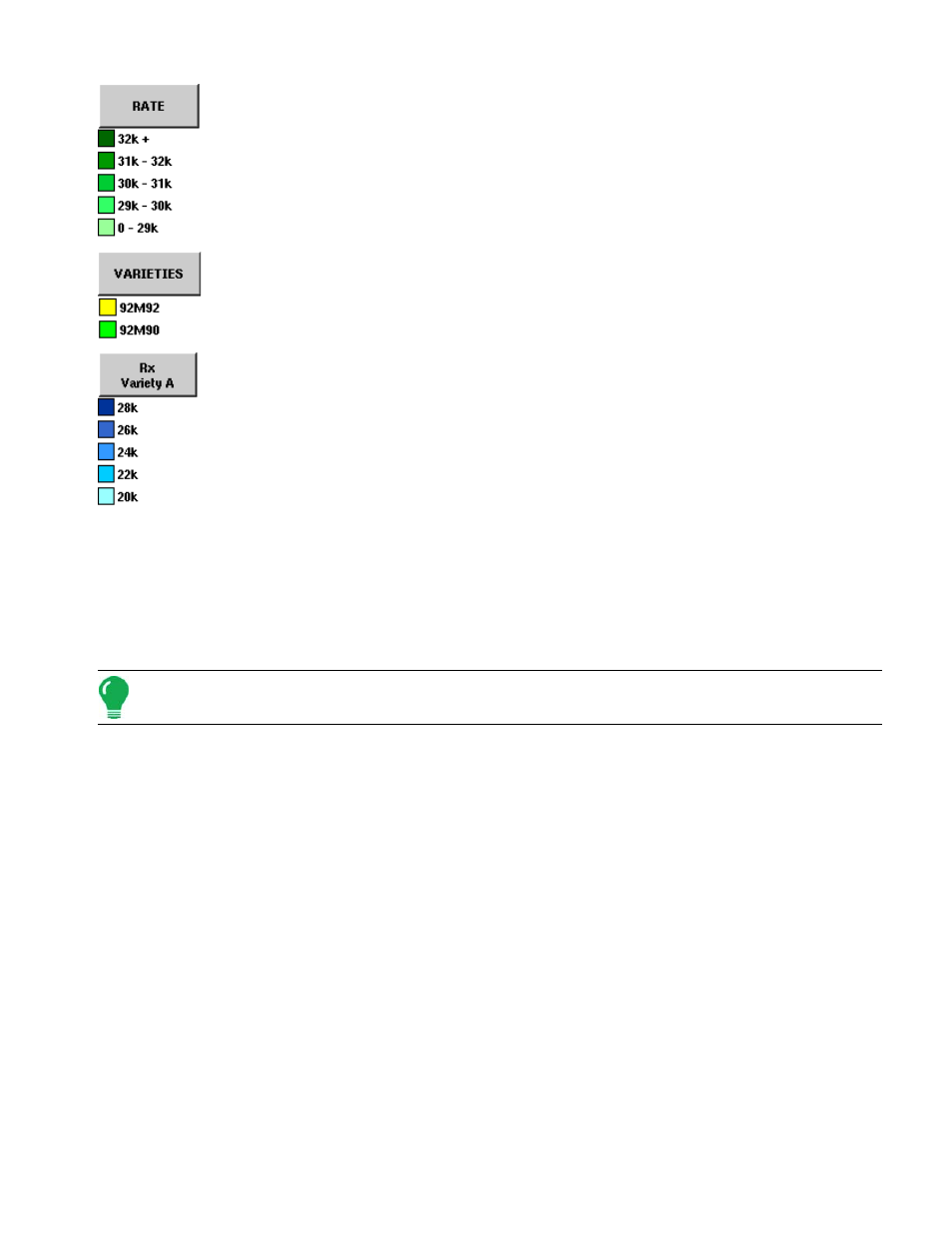 Map legend, Rate legend, Egend | Ag Leader InSight Ver.8.0 Users Manual User Manual | Page 161 / 342