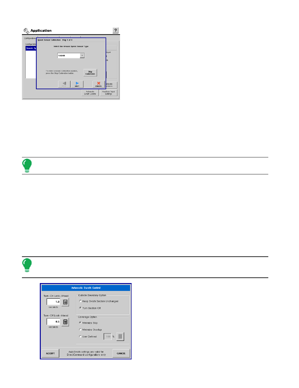 Automatic swath control settings, Automatic swath, Utomatic | Wath, Ontrol, Ettings | Ag Leader InSight Ver.8.0 Users Manual User Manual | Page 186 / 342