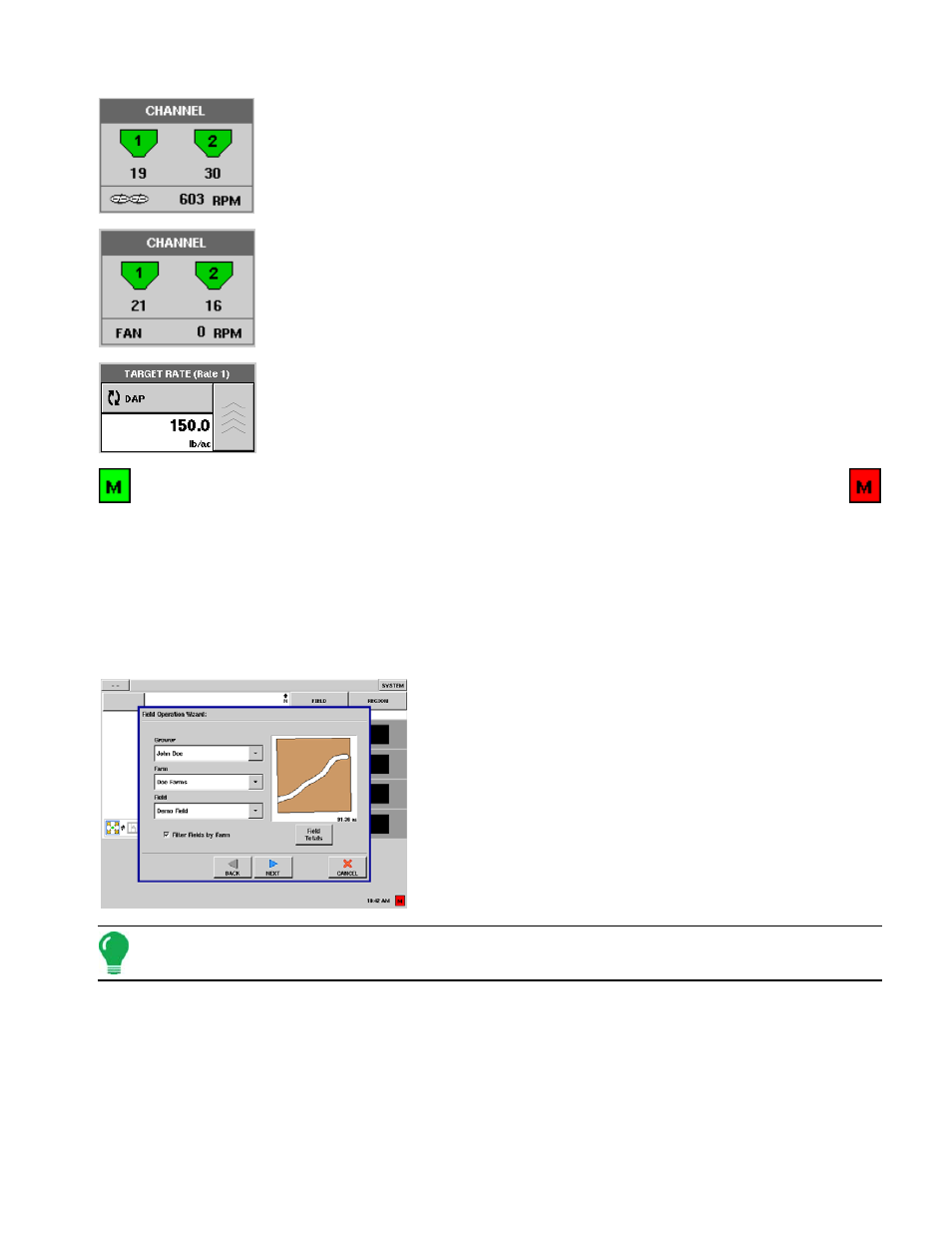 Field button (while not logging), Information, see, And also | Ield, Utton, Hile, Ogging | Ag Leader InSight Ver.8.0 Users Manual User Manual | Page 233 / 342