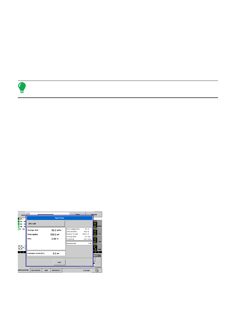 Field button (while logging), Field button (while logging)” on, Information on field totals, see | Ield, Utton, Hile, Ogging | Ag Leader InSight Ver.8.0 Users Manual User Manual | Page 234 / 342