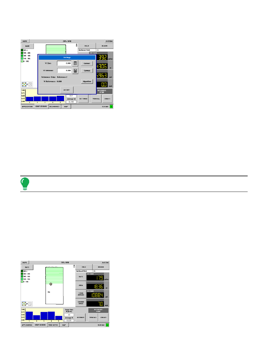 Crop sensor settings, Crop sensor tab settings, Crop sensor settings crop sensor tab settings | Crop sensor | Ag Leader InSight Ver.8.0 Users Manual User Manual | Page 246 / 342