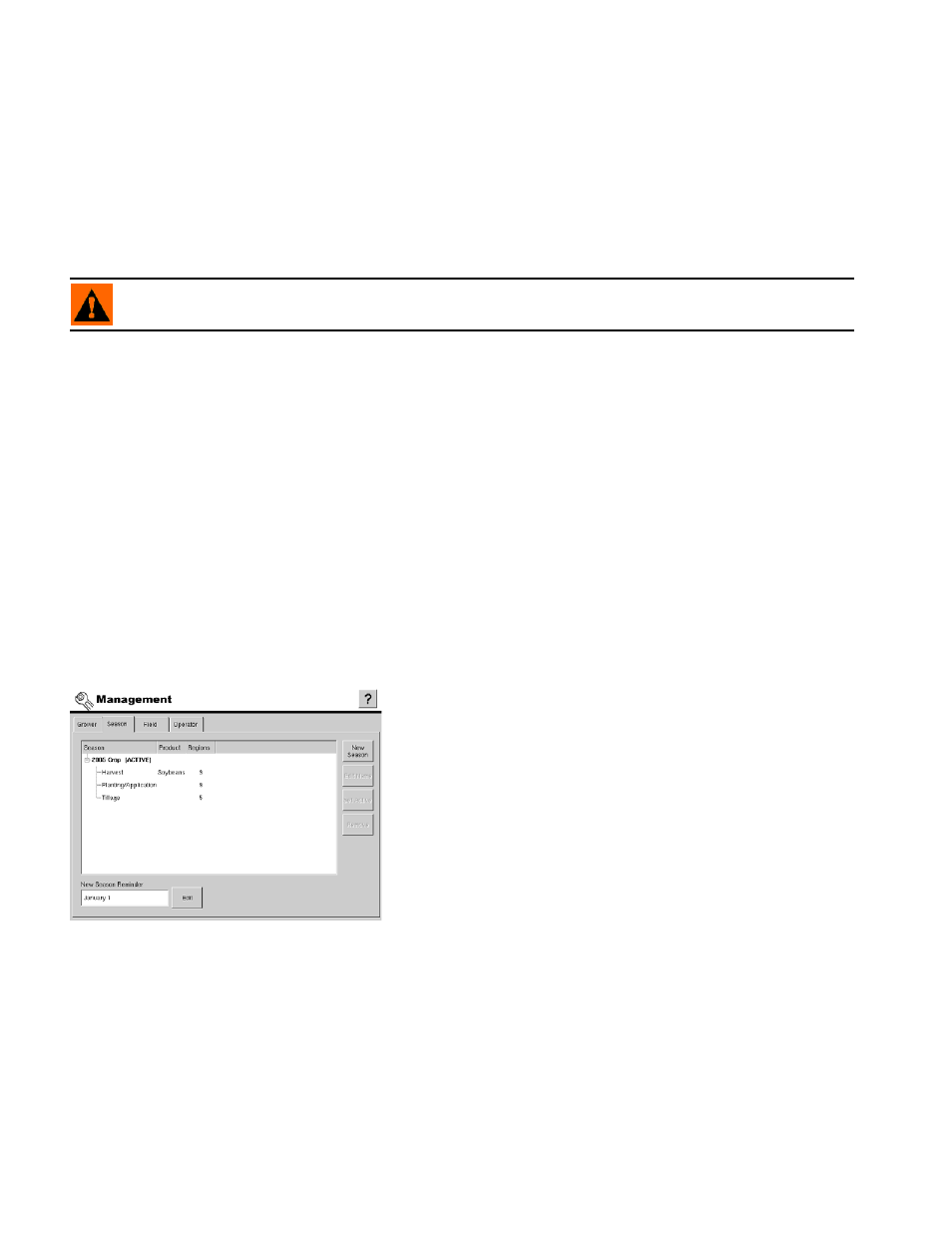 Season setup screen, Season setup, Eason | Etup, Creen | Ag Leader InSight Ver.8.0 Users Manual User Manual | Page 28 / 342