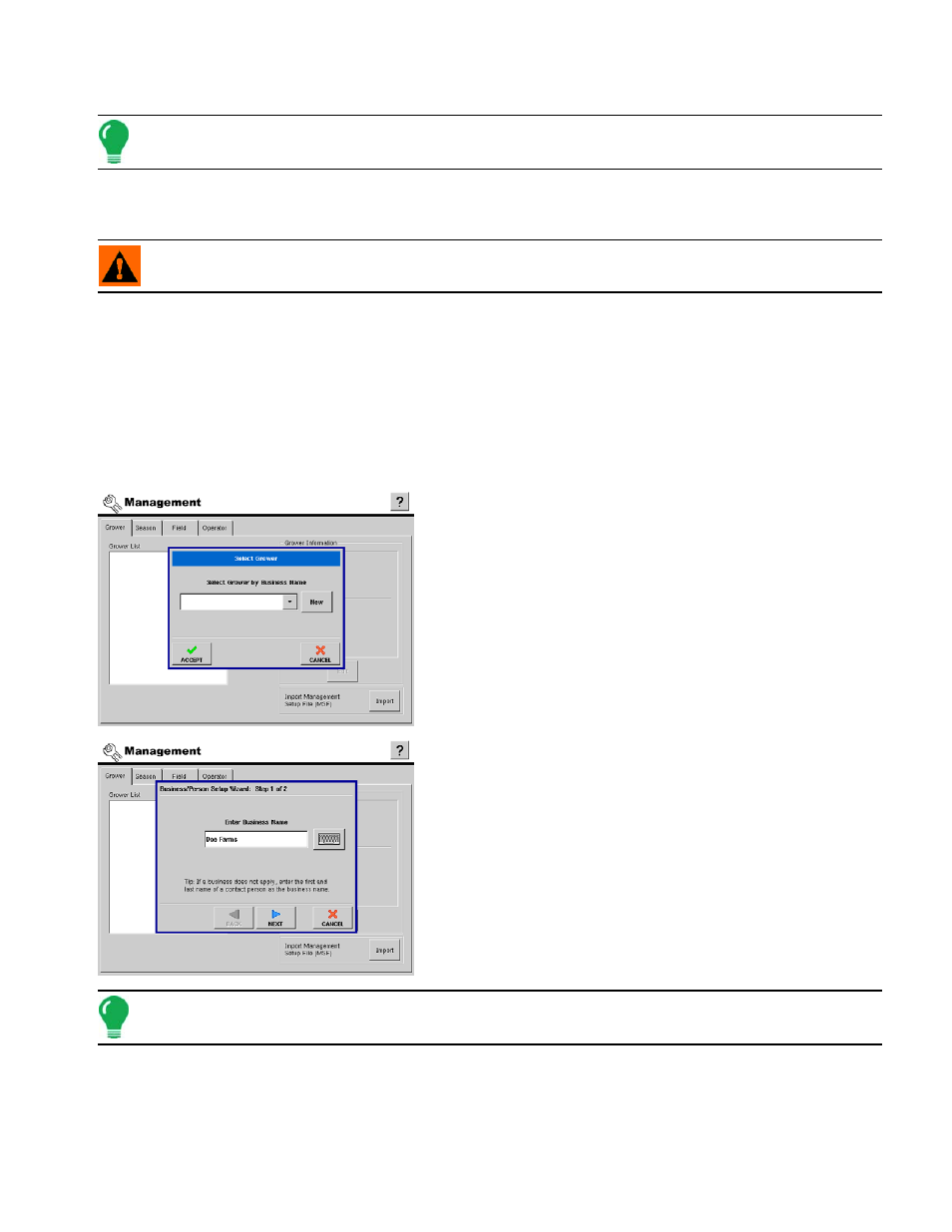 Grower setup, Adding a new grower, Adding a new | Rower, Etup | Ag Leader InSight Ver.8.0 Users Manual User Manual | Page 29 / 342