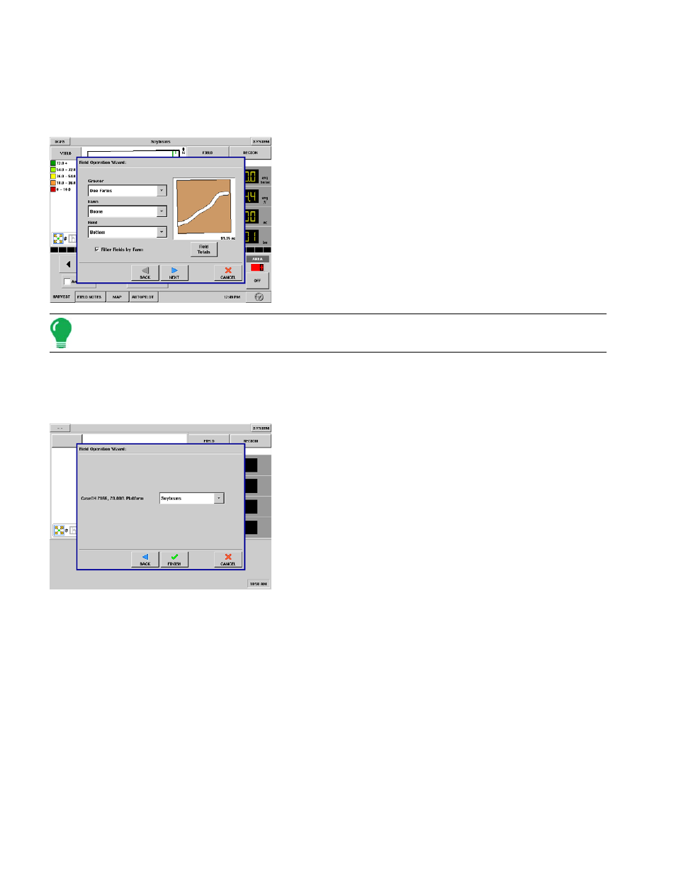 Field button (while not logging), Region selection, Field button (while not logging) region selection | Totals. for detailed information, see, Field button (while not, Varieties. for more information, see, Region selection” on | Ag Leader InSight Ver.8.0 Users Manual User Manual | Page 314 / 342