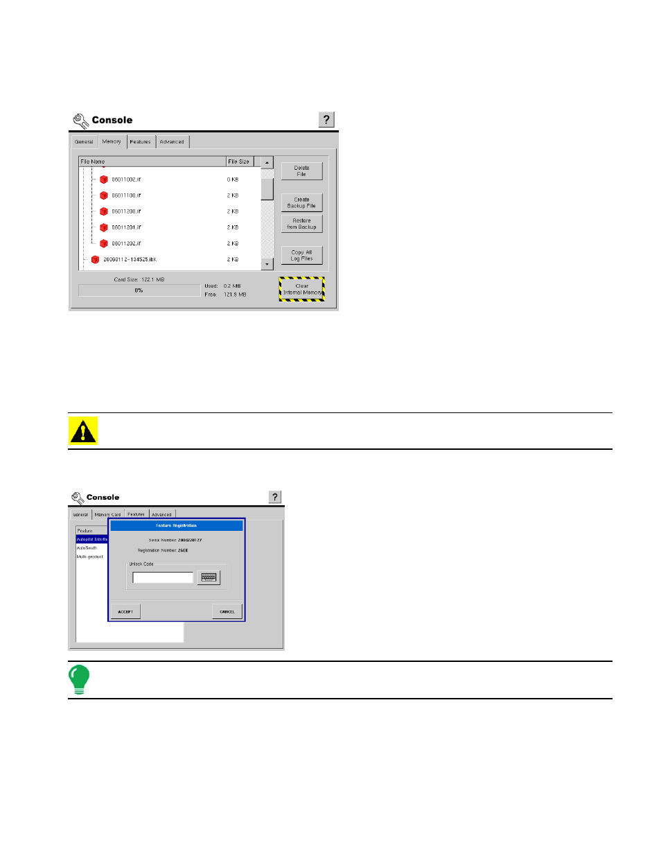 Display setup memory tab, Card management features, Display features | Enabling display features | Ag Leader InSight Ver.8.0 Users Manual User Manual | Page 43 / 342