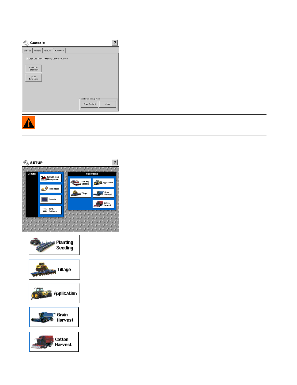 Advanced, Advanced display settings, Operations setup | Operations setup basics, Perations, Etup | Ag Leader InSight Ver.8.0 Users Manual User Manual | Page 44 / 342