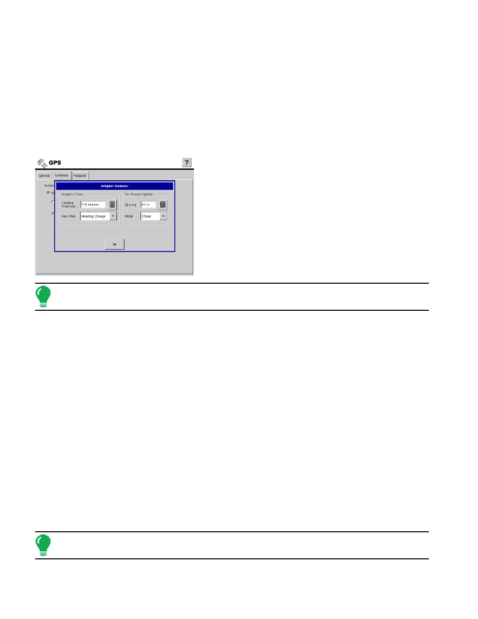 Autopilot guidance general settings, Autopilot guidance general settings” on, Utopilot | Uidance, Eneral, Ettings | Ag Leader InSight Ver.8.0 Users Manual User Manual | Page 58 / 342