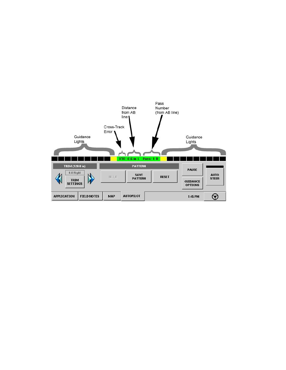 Autopilot functions, Autopilot tab and lightbar, Utopilot | Unctions | Ag Leader InSight Ver.8.0 Users Manual User Manual | Page 74 / 342