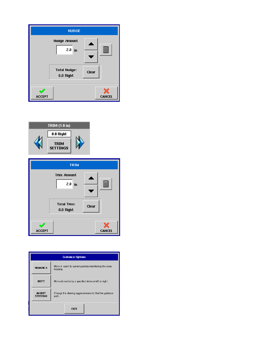 Trim settings, Autopilot guidance options | Ag Leader InSight Ver.8.0 Users Manual User Manual | Page 77 / 342