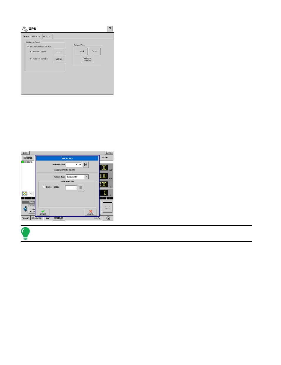 Set new pattern, Information, see | Ag Leader InSight Ver.8.0 Users Manual User Manual | Page 84 / 342