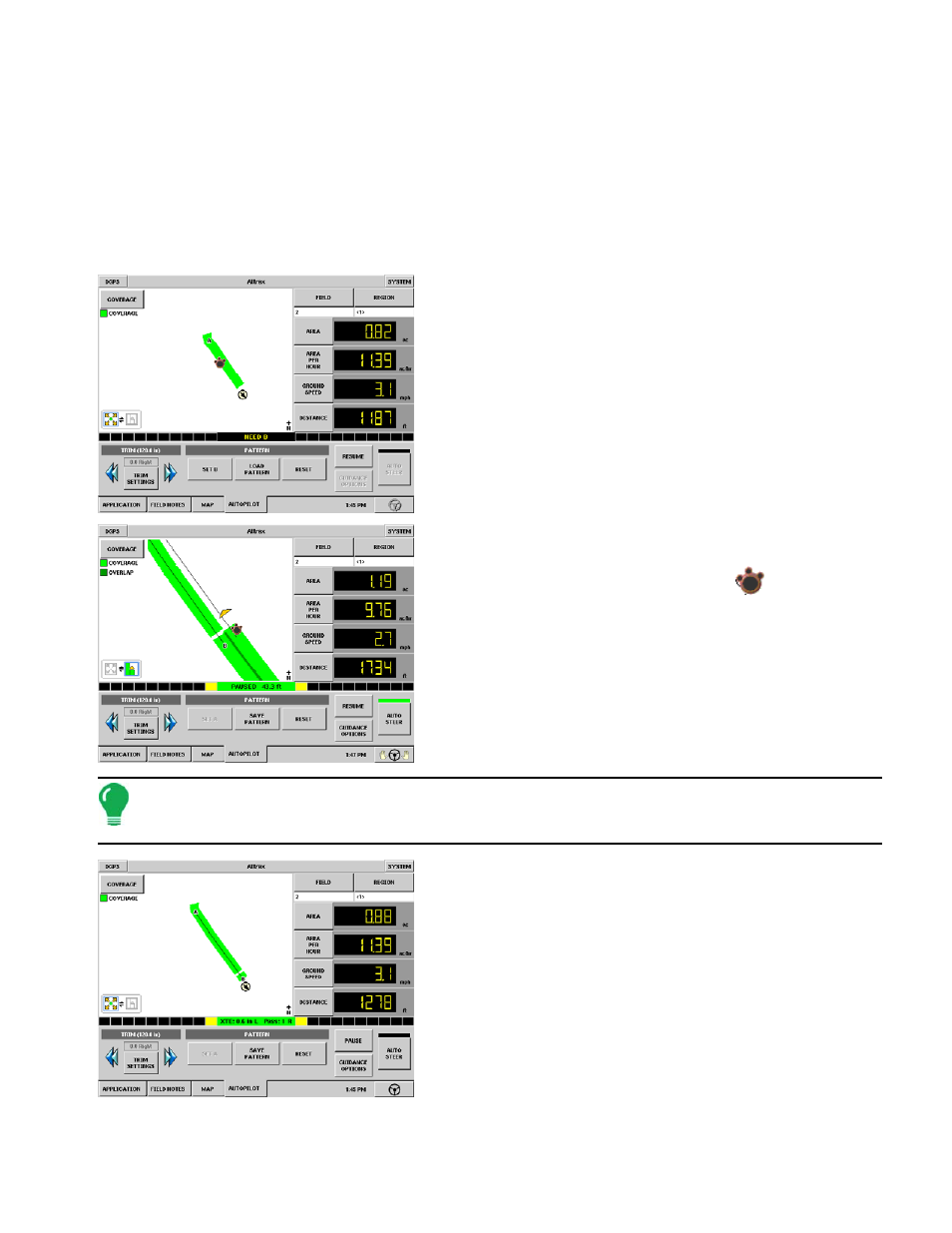 Pause and resume a pattern | Ag Leader InSight Ver.8.0 Users Manual User Manual | Page 85 / 342