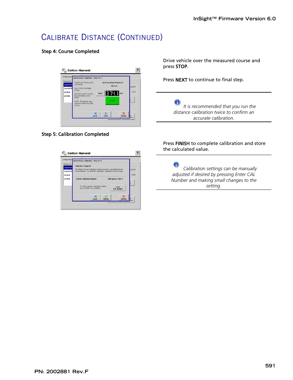 Alibrate, Istance, Ontinued | Ag Leader InSight Cotton Harvest Insert Ver.6.0 Users Manual User Manual | Page 19 / 60