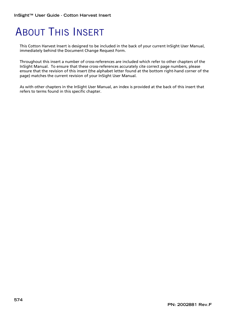 About this insert, Bout, Nsert | Ag Leader InSight Cotton Harvest Insert Ver.6.0 Users Manual User Manual | Page 2 / 60