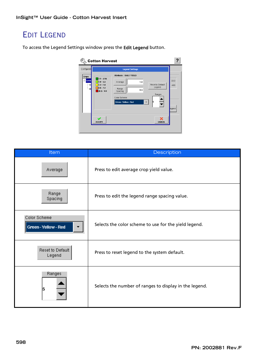 Edit legend, Egend | Ag Leader InSight Cotton Harvest Insert Ver.6.0 Users Manual User Manual | Page 26 / 60