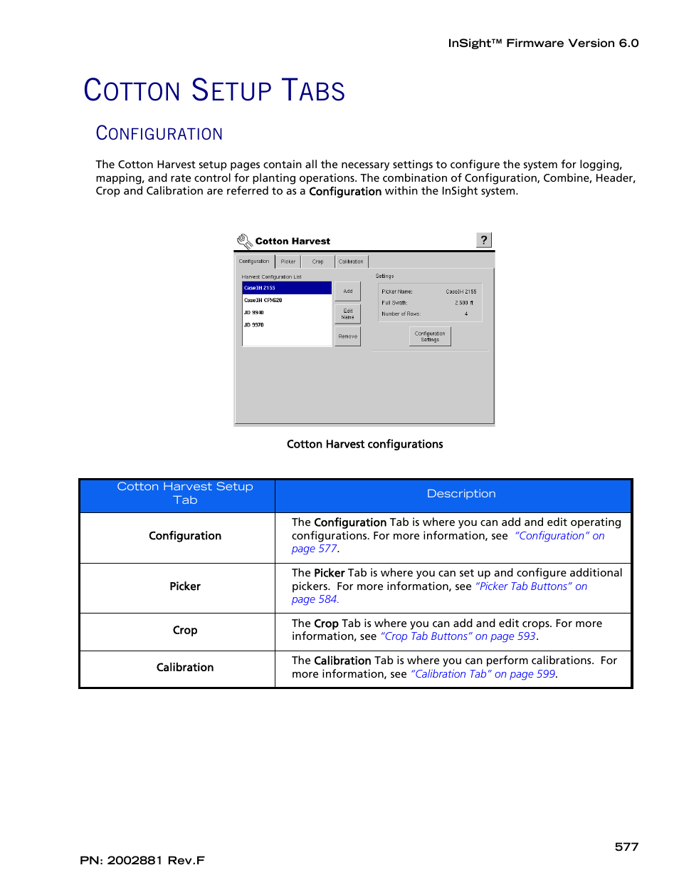 Cotton setup tabs, Configuration, Otton | Etup | Ag Leader InSight Cotton Harvest Insert Ver.6.0 Users Manual User Manual | Page 5 / 60