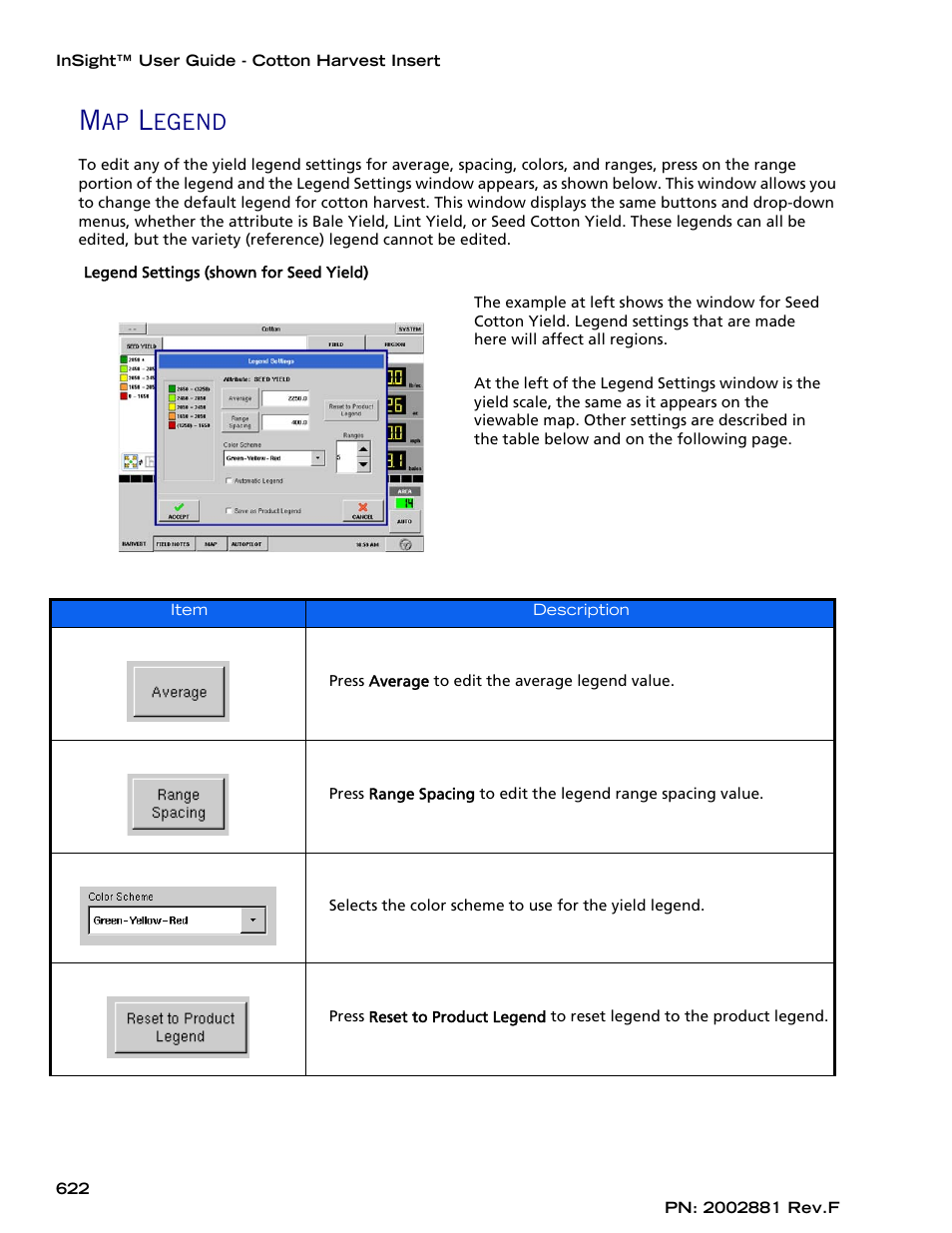 Map legend, Egend | Ag Leader InSight Cotton Harvest Insert Ver.6.0 Users Manual User Manual | Page 50 / 60