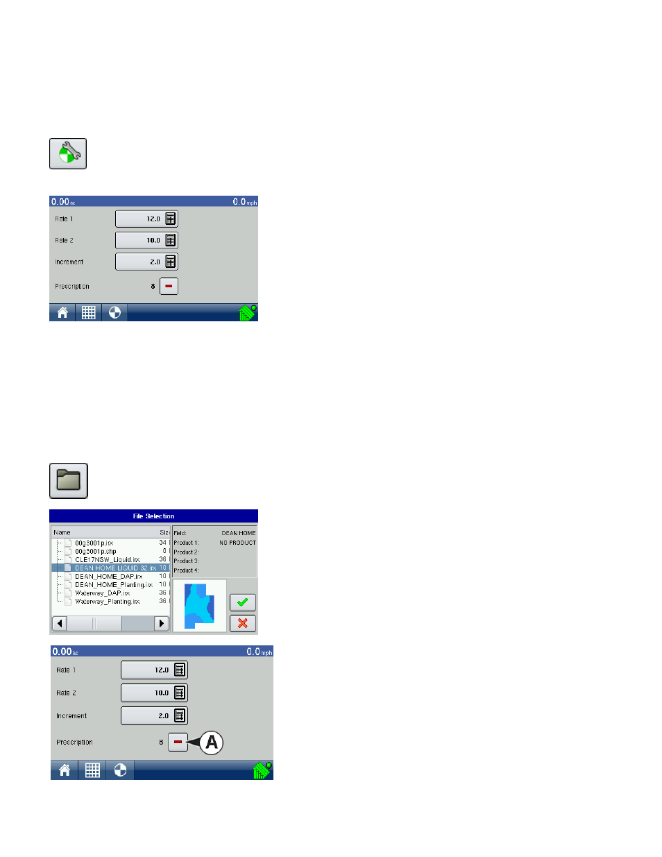 Application rate control configuration screen, Loading prescriptions, Beginning on | Ag Leader EDGE Ver.4.5 Users Manual User Manual | Page 146 / 214