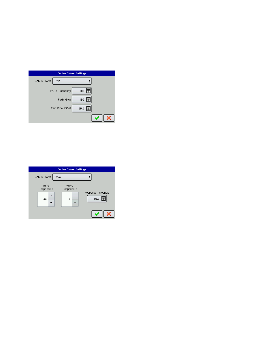 Controller settings - pwm, Controller settings - servo | Ag Leader EDGE Ver.4.5 Users Manual User Manual | Page 161 / 214