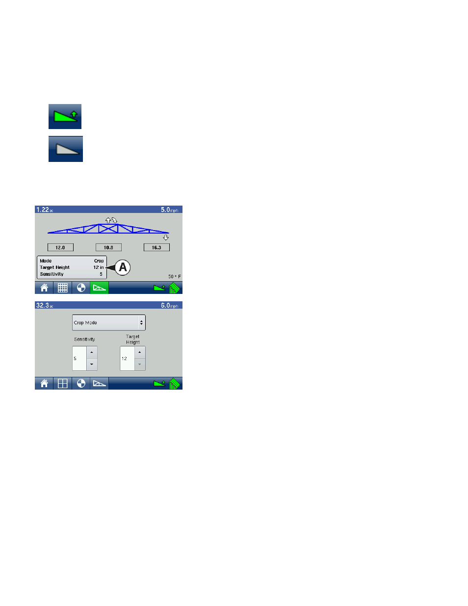 Engage button, Boom height control options, Troubleshooting | Troubleshooting directcommand liquid applications, Beginning on, Roubleshooting | Ag Leader EDGE Ver.4.5 Users Manual User Manual | Page 166 / 214