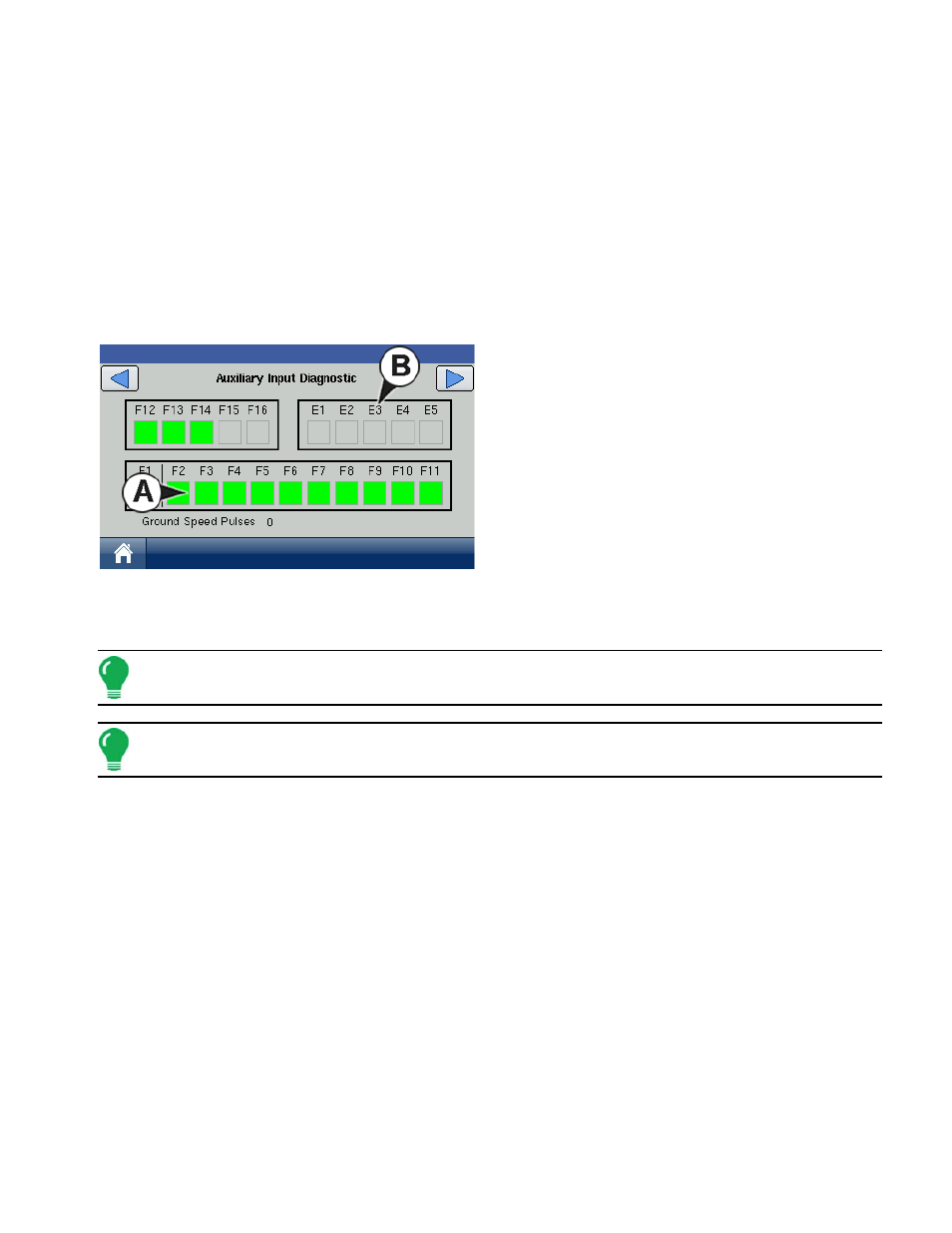 Run screen, Diagnostics, Input diagnostics | Iagnostics | Ag Leader EDGE Ver.4.5 Users Manual User Manual | Page 177 / 214