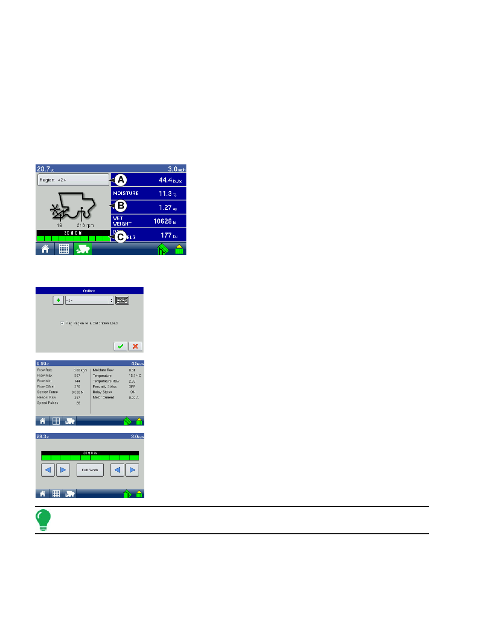 Harvest screen - active display items | Ag Leader EDGE Ver.4.5 Users Manual User Manual | Page 182 / 214
