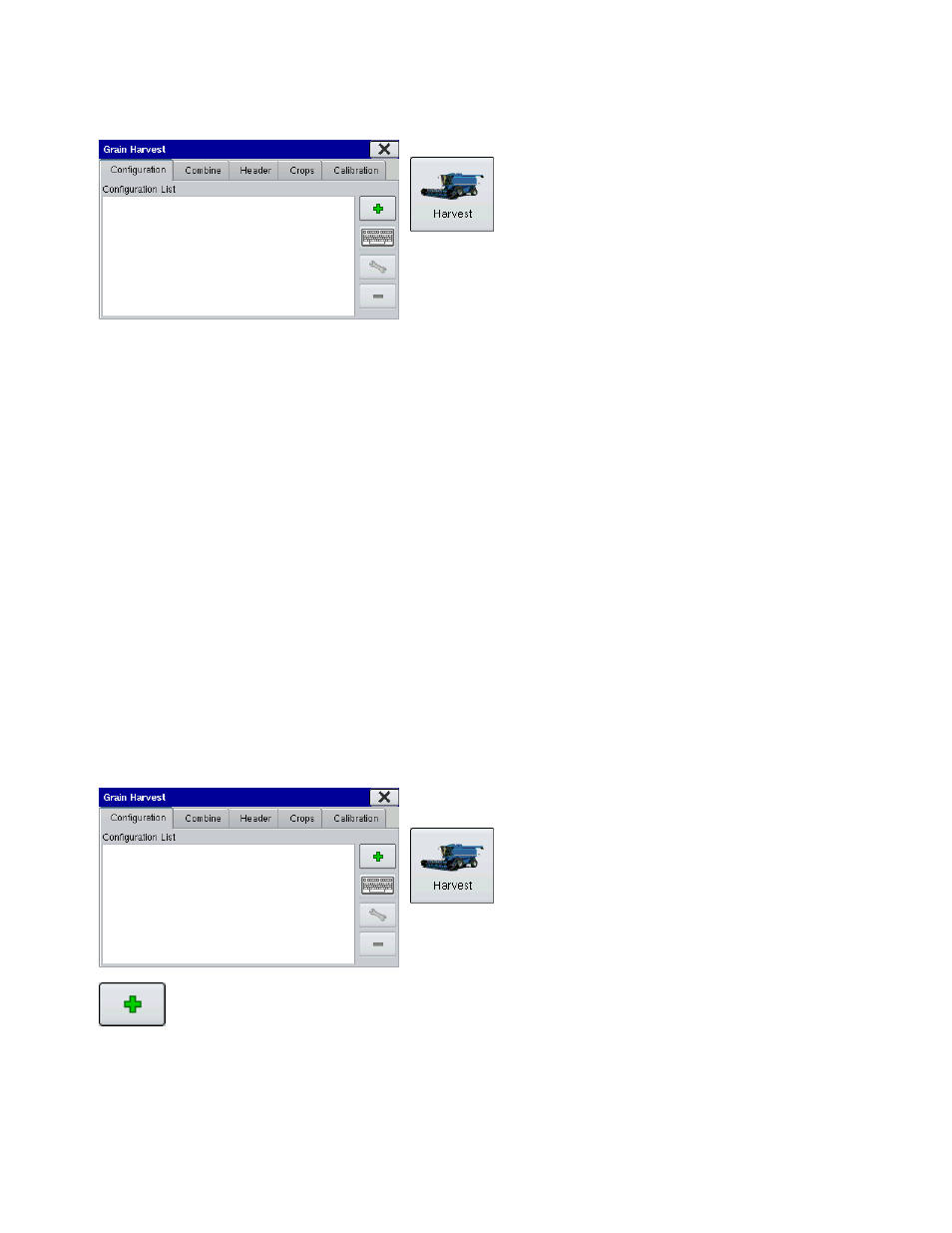 Harvest setup tabs, Create a harvest configuration, Harvest setup tabs create a harvest configuration | Operating configuration, see, Arvest, Etup, Reate a, Onfiguration | Ag Leader EDGE Ver.4.5 Users Manual User Manual | Page 183 / 214
