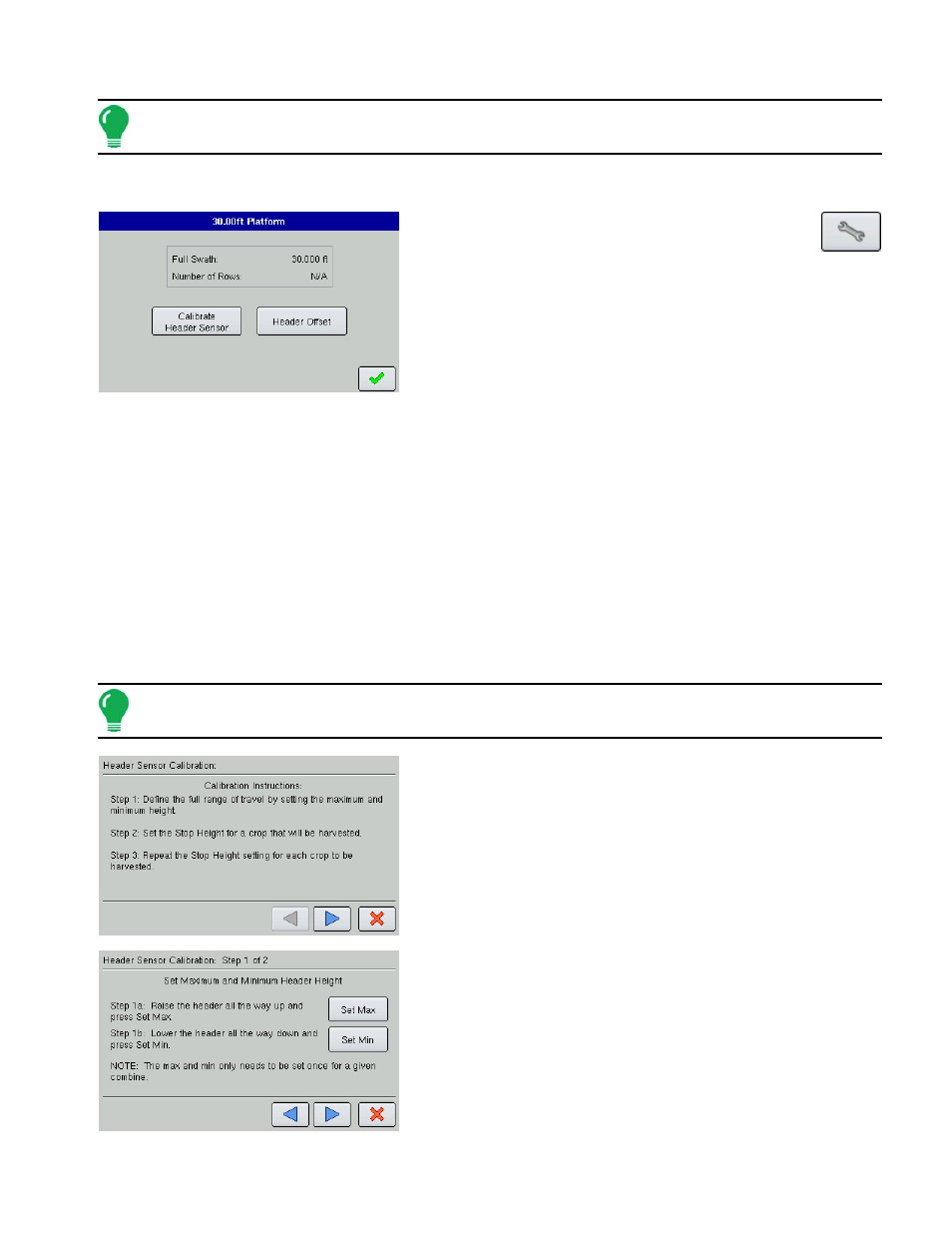 Header settings, Calibrate header sensor, Header settings calibrate header sensor | Ag Leader EDGE Ver.4.5 Users Manual User Manual | Page 187 / 214