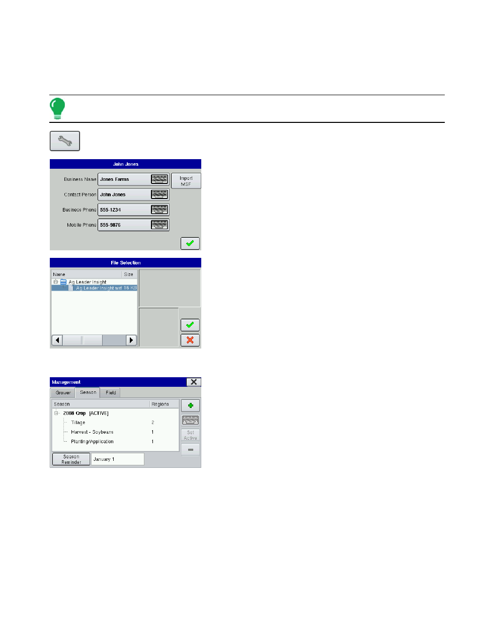 Importing an .msf file, Season management tab | Ag Leader EDGE Ver.4.5 Users Manual User Manual | Page 23 / 214