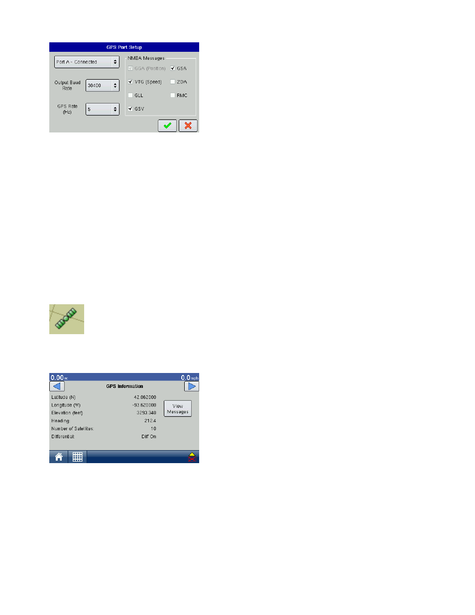 Gps diagnostics, Gps information - first screen, Gps d | Iagnostics, Gps i | Ag Leader EDGE Ver.4.5 Users Manual User Manual | Page 43 / 214