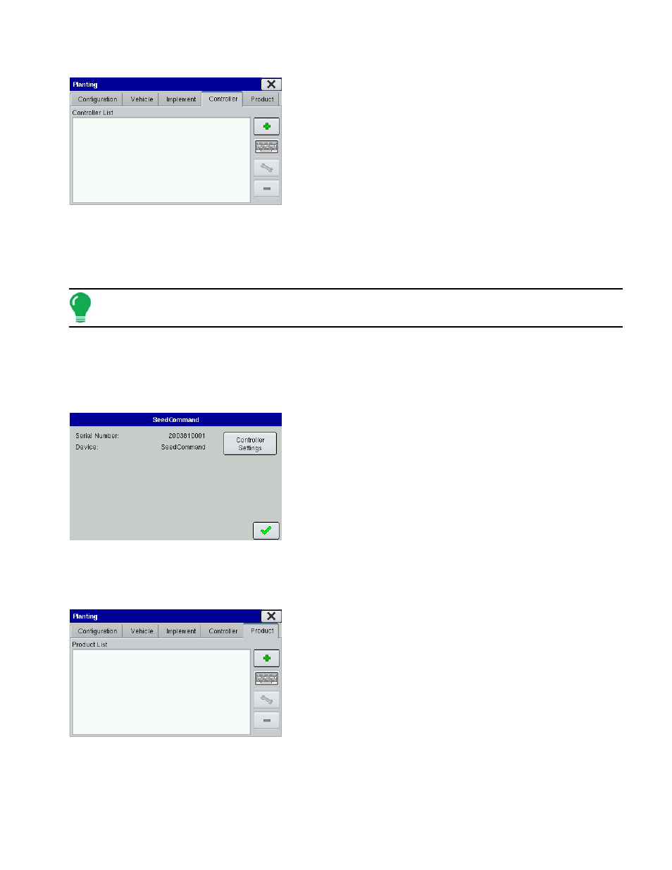 Controller settings (seedcommand), Product tab, Information, see | Roduct | Ag Leader EDGE Ver.4.5 Users Manual User Manual | Page 87 / 214