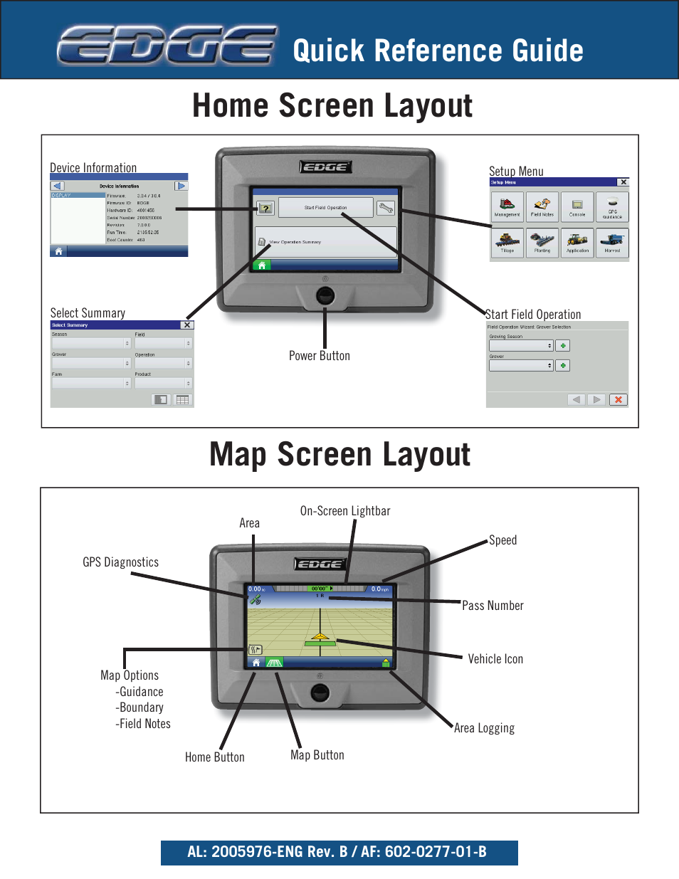 Ag Leader EDGE Quick Reference Sheets User Manual | 9 pages