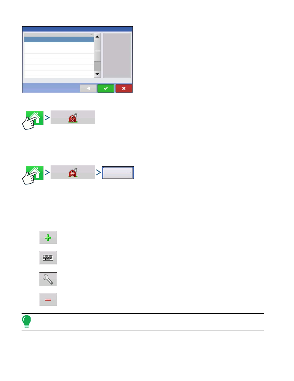 Management button, Grower/farm/field tab, Grower | Management button grower/farm/field tab, Anagement, Button, Rower, Ield | Ag Leader Compass Manual User Manual | Page 32 / 122