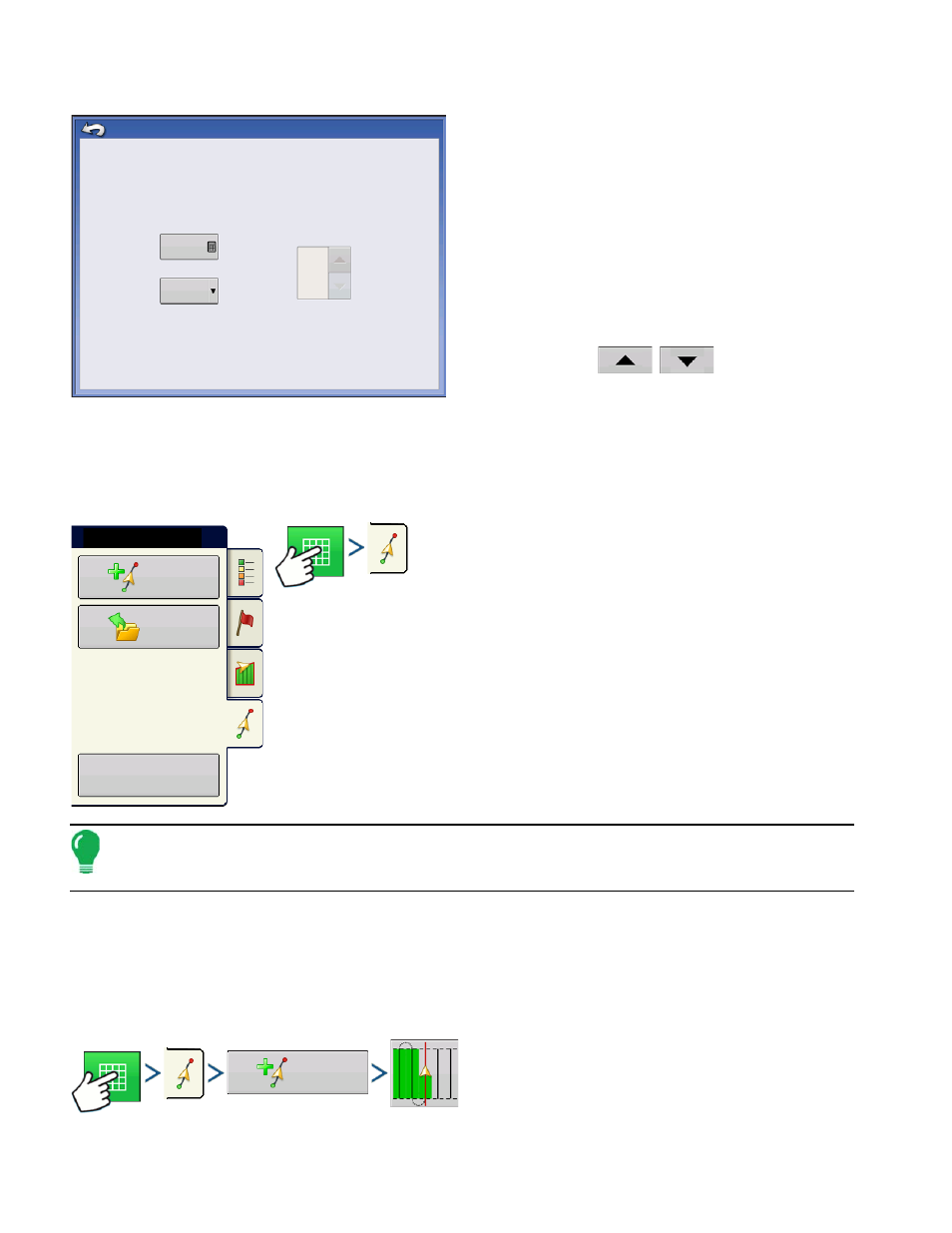 Guidance tab on mapping toolbox, New pattern, Straight | Select pattern, Guidance tab on mapping toolbox new pattern, Uidance, Apping, Oolbox, Attern | Ag Leader Compass Manual User Manual | Page 84 / 122