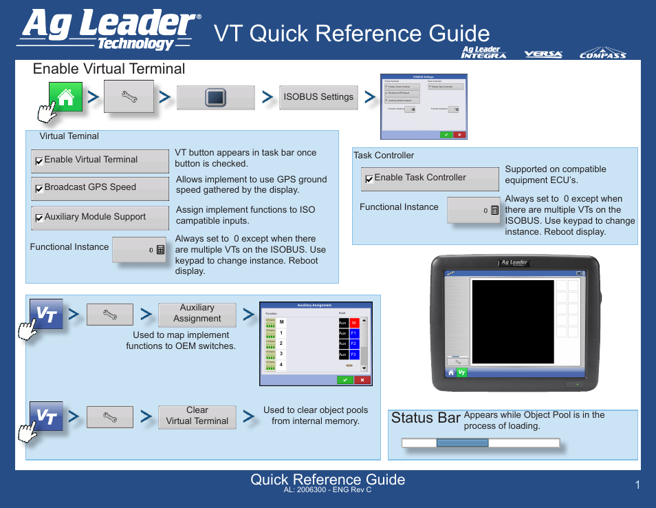 Ag Leader Versa DirectCommand ISOBUS Quick Reference Guides User Manual | 16 pages
