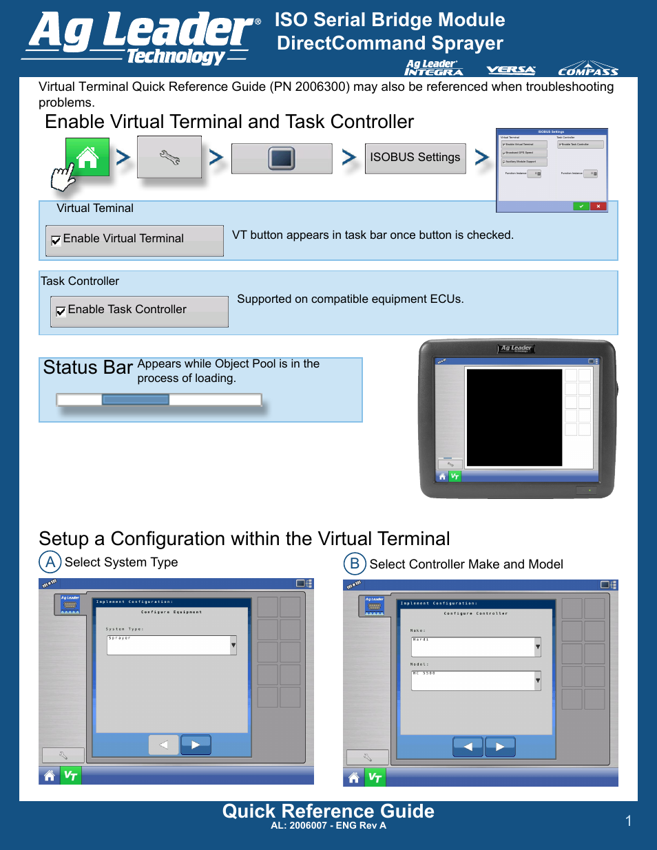 Ag Leader Versa DirectCommand ISO Serial Bridge Module Quick Reference Guides User Manual | 3 pages