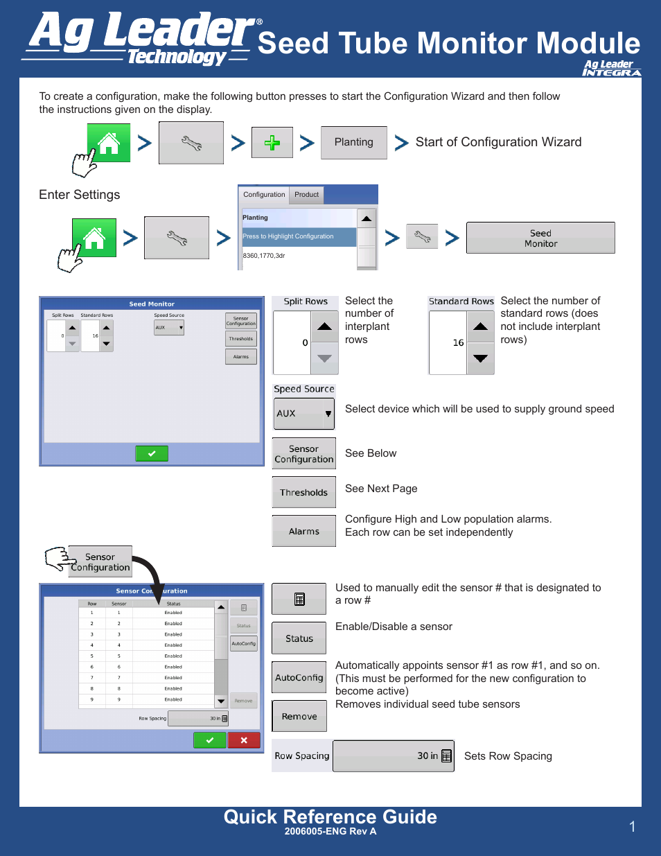 Ag Leader Versa DirectCommand Advanced Seed Monitor Quick Reference Guides User Manual | 2 pages