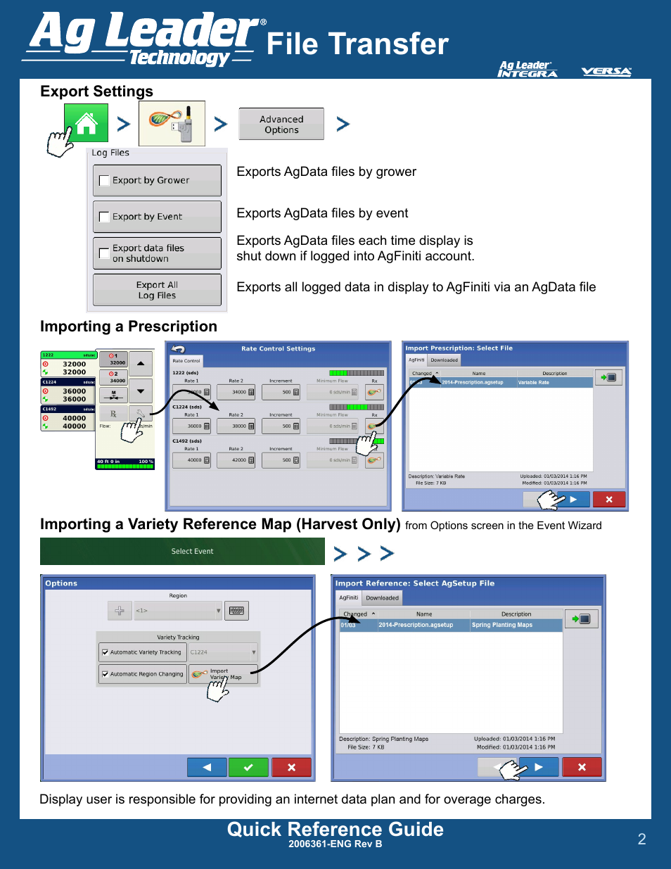 File transfer, Quick reference guide | Ag Leader Versa DirectCommand Display File Transfer Quick Reference Guides User Manual | Page 2 / 2