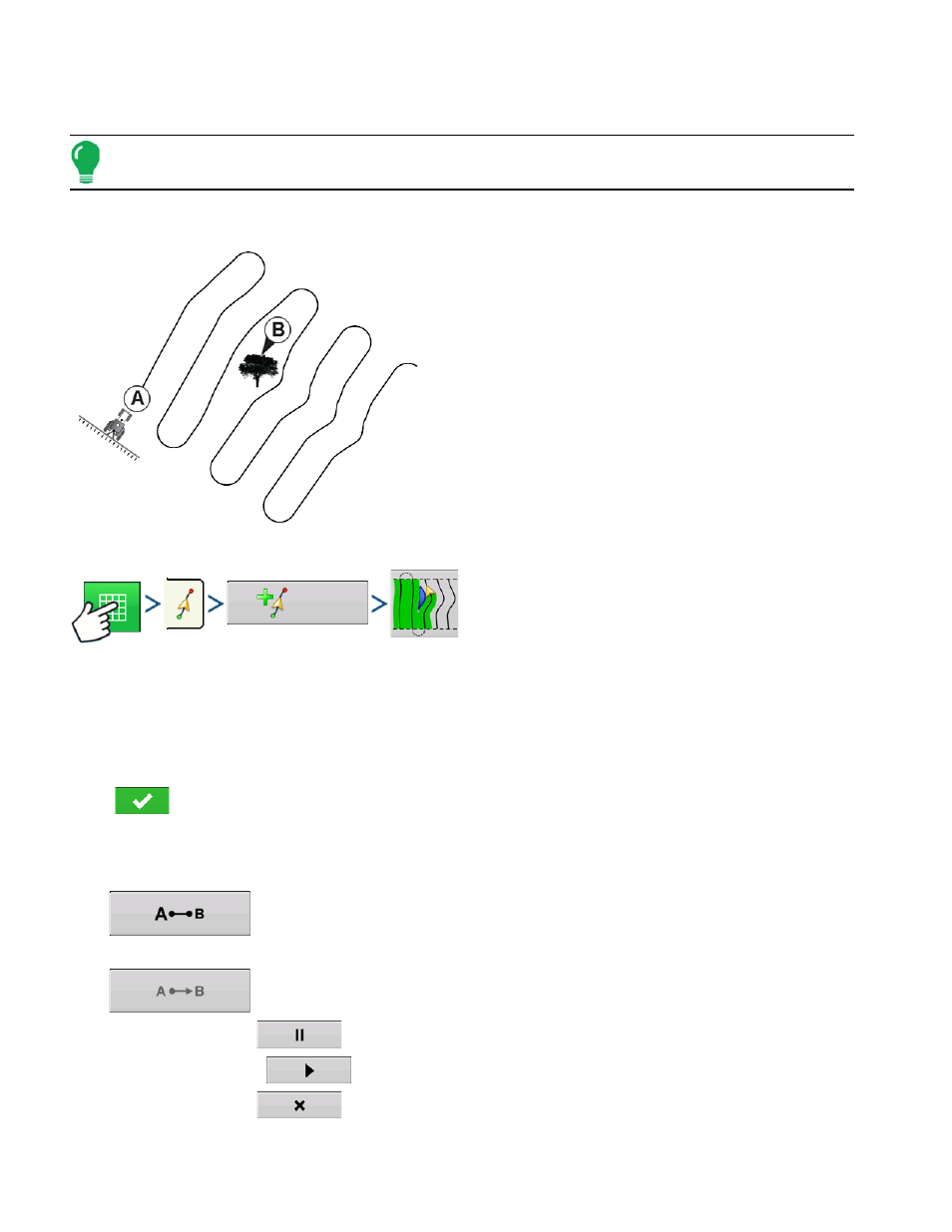 Adaptive curve, Select pattern, Create ab line using 2 points | Select pattern create ab line using 2 points, Daptive, Urve | Ag Leader Versa Users Manual User Manual | Page 124 / 304