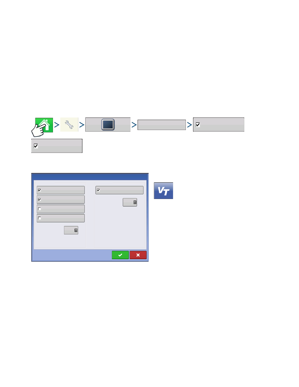 Isobus serial application rate control, Enable virtual terminal and task controller, Application | Isobus s, Erial, Pplication, Ontrol, Nable, Irtual, Erminal | Ag Leader Versa Users Manual User Manual | Page 223 / 304
