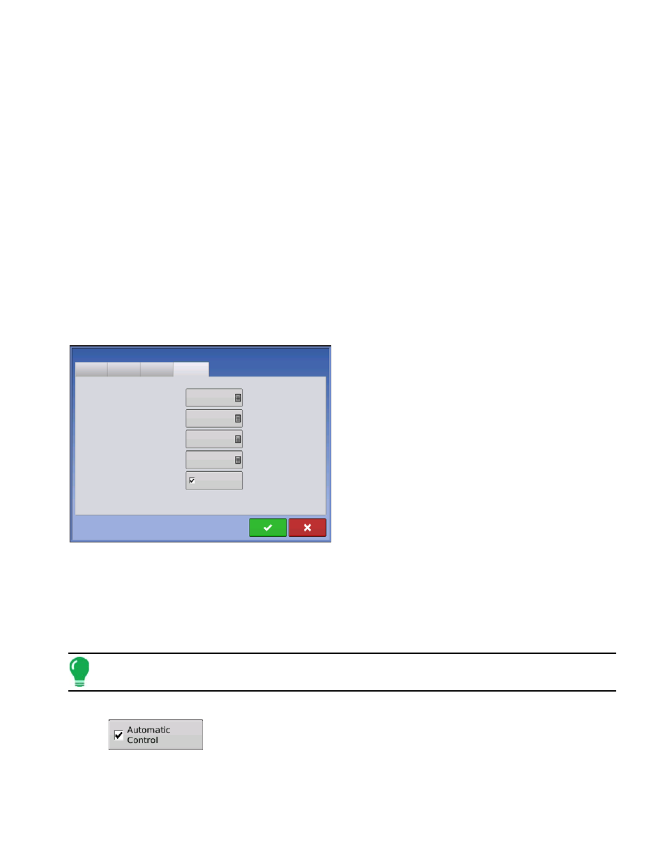 Spreader control: spinner tab, Spreader control: spinner tab” on, Pplication | Preader, Automatic control | Ag Leader Versa Users Manual User Manual | Page 249 / 304