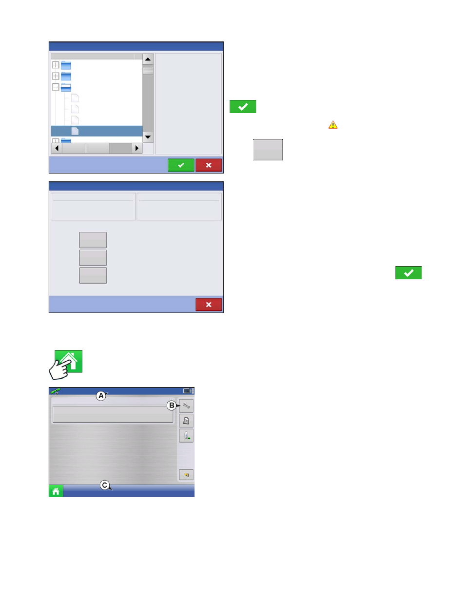 Home screen, Creen, Etup | Once all conflicts have been resolved. press | Ag Leader Versa Users Manual User Manual | Page 29 / 304