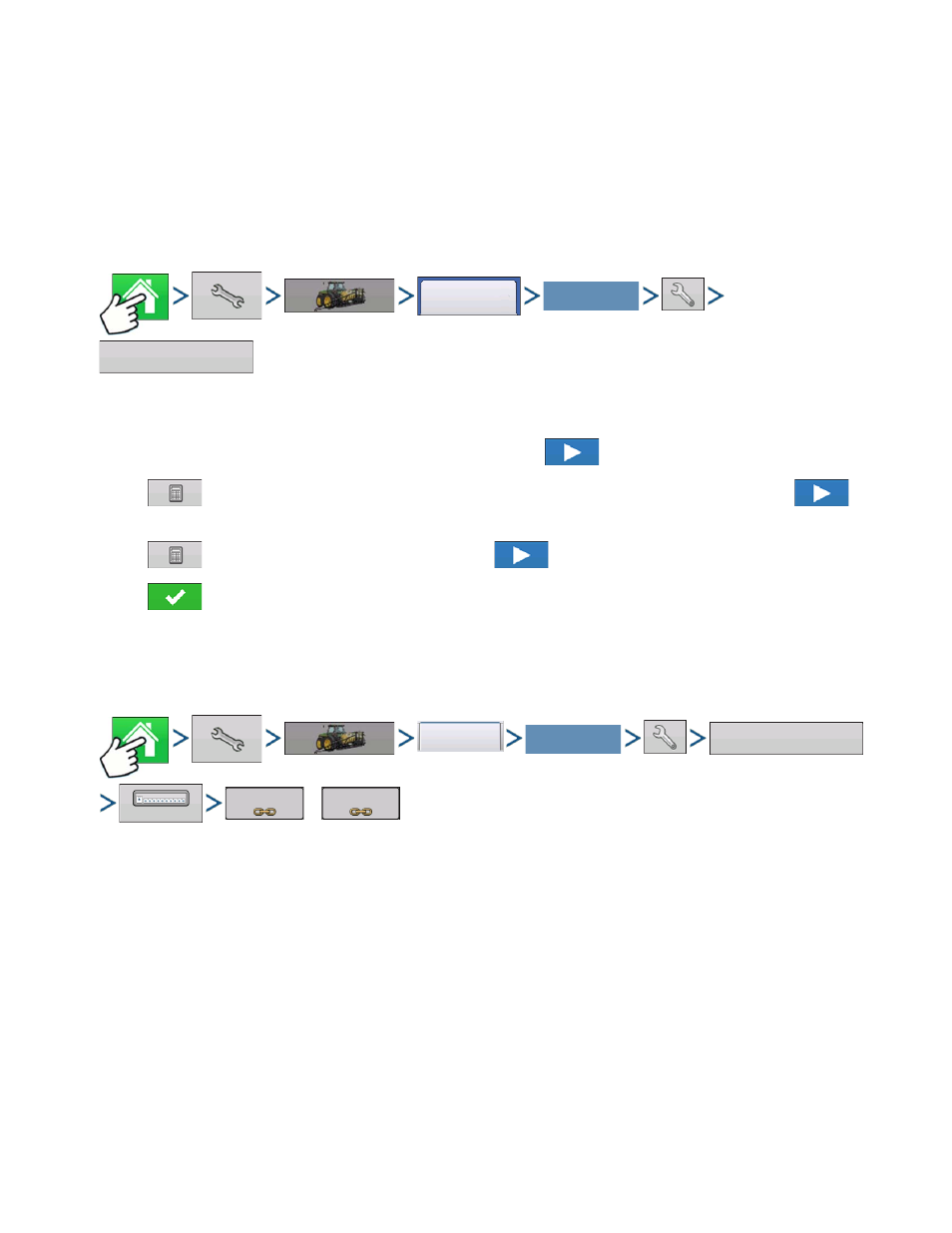 Calibrate pressure, Fence row nozzle indicators, Ence | Ozzle, Ndicators | Ag Leader Integra Users Manual User Manual | Page 245 / 362