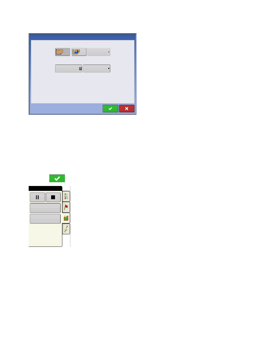 Boundary settings, Create boundary, Pause boundary | Boundary settings create boundary pause boundary | Ag Leader Integra Users Manual User Manual | Page 71 / 362
