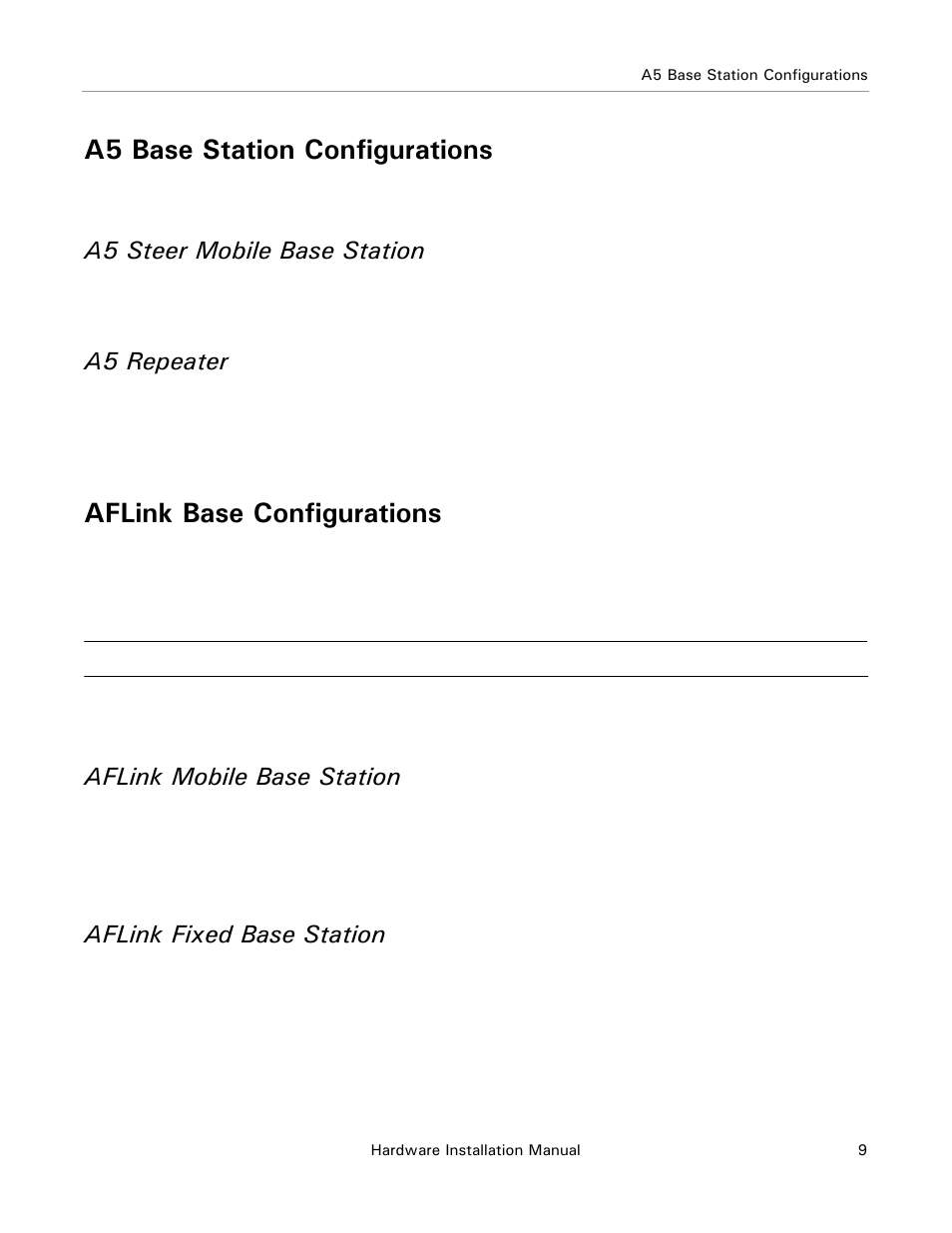 A5 base station configurations, A5 steer mobile base station, A5 repeater | Aflink base configurations, Aflink mobile base station, Aflink fixed base station, A5 steer mobile base station a5 repeater | Ag Leader Base Station Hardware Manual User Manual | Page 11 / 72